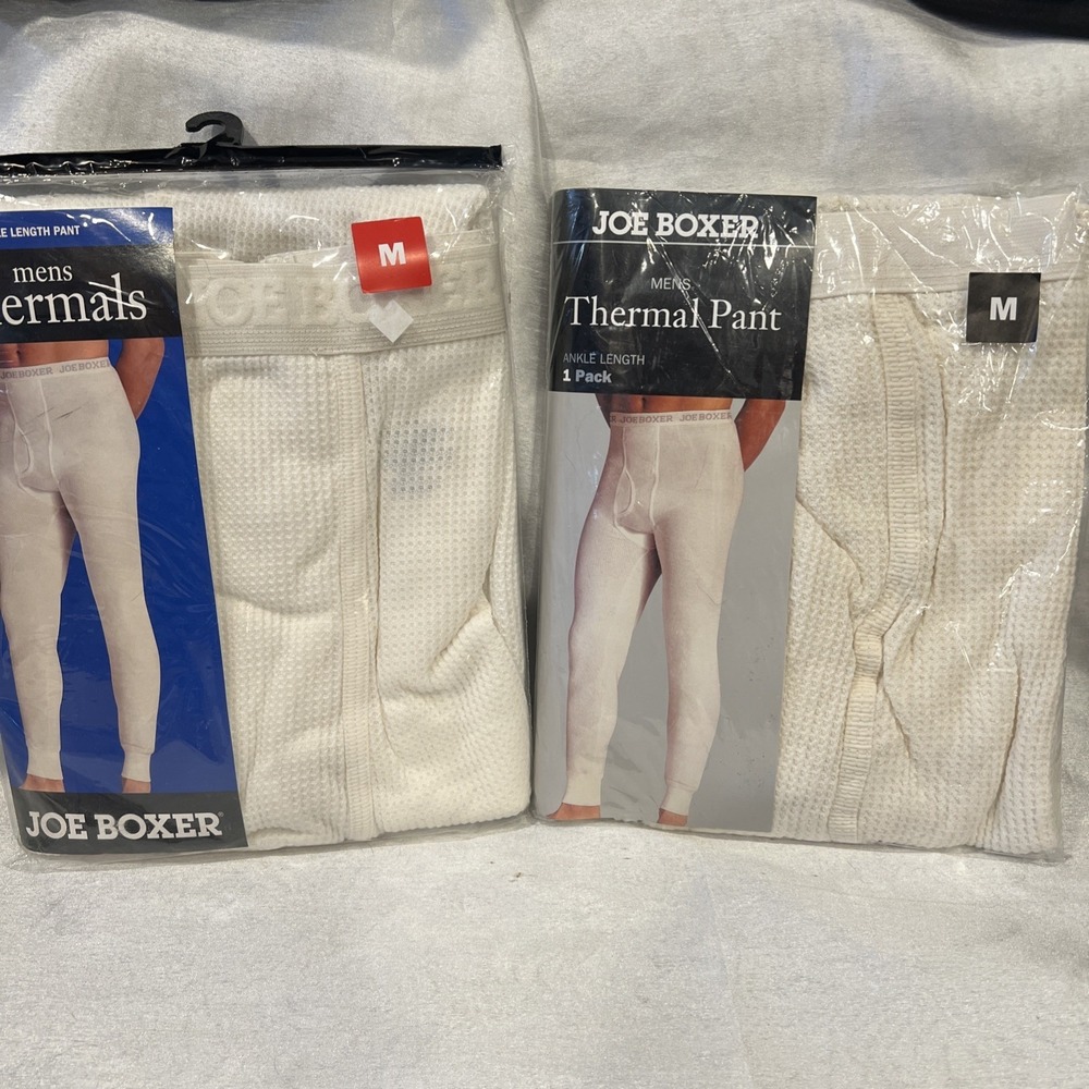 Vtg 2pr Joe Boxer Mens M Ankle Length Thermal Pant Long John‎ Underwear - Ivory